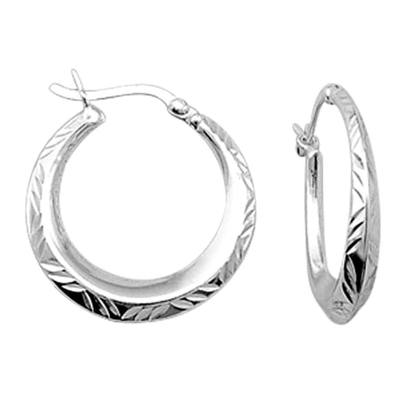 Sterling Silver Knife Edge Hoop Earrings - image 
