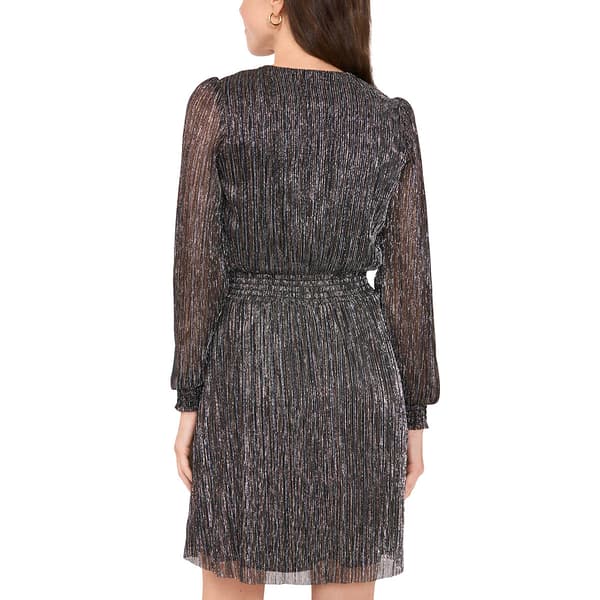 Petite MSK Long Sleeve V-Neck Chiffon Fit & Flare Dress
