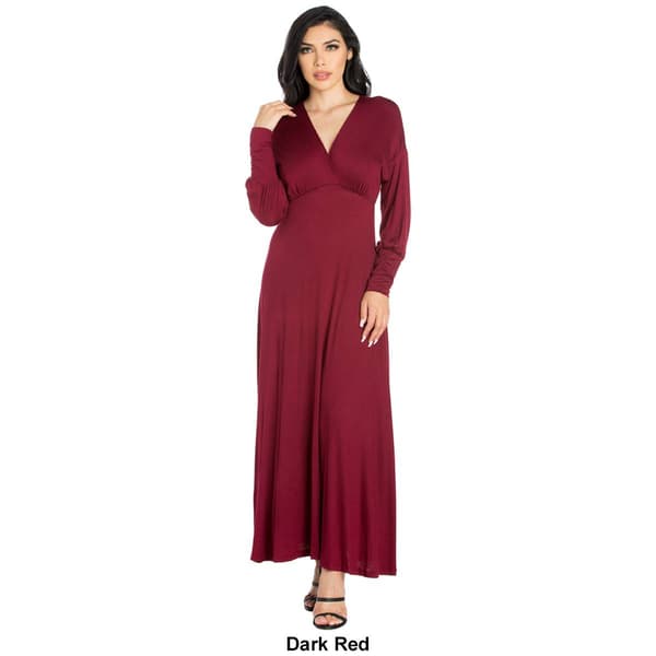 Womens 24/7 Comfort Apparel V-Neck A-Line Dress
