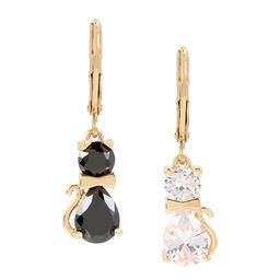 Betsey Johnson Crystal & Cubic Zirconia Cat Drop Earrings