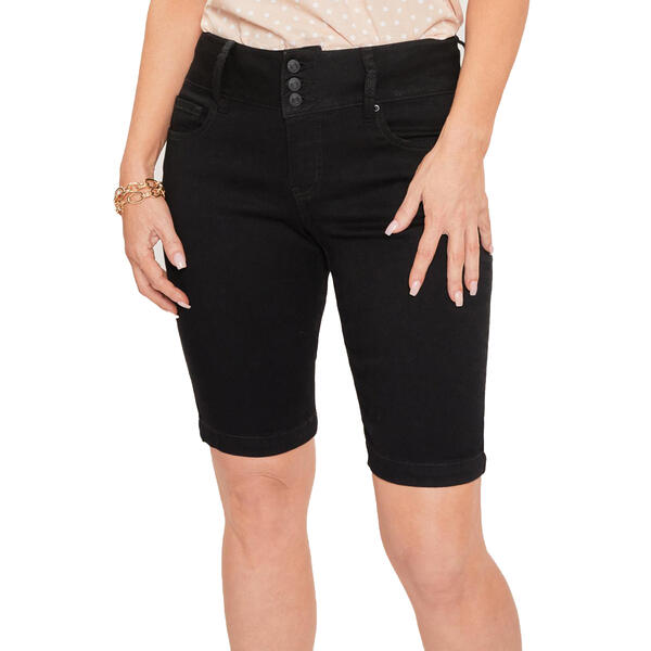 Petite Royalty Three Button Solid Bermuda Shorts - image 