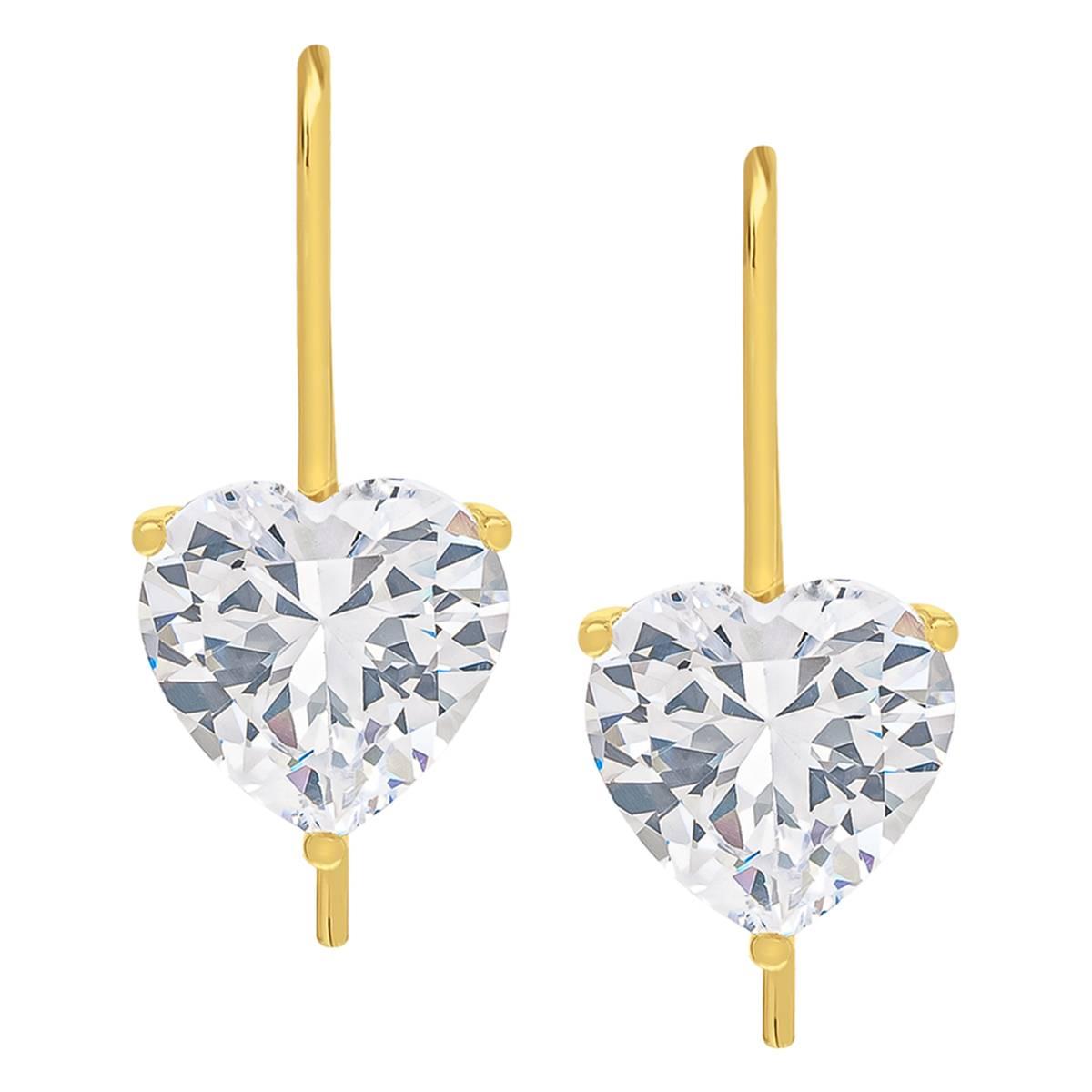 Gianni Argento Lab White Sapphire 10mm Heart Earrings