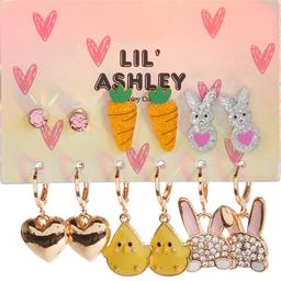 Kids Lil Ashley 6pr.  Gold-Tone Festive Stud & Hoop Earrings