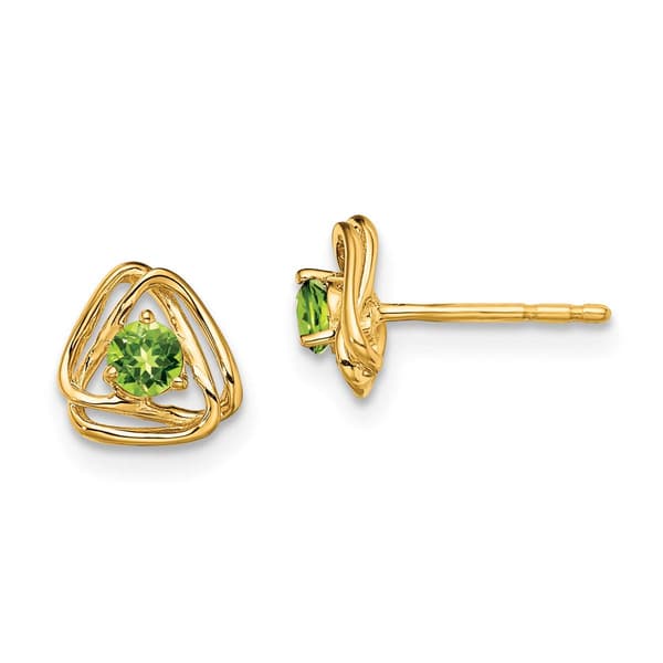 14kt. Yellow Gold Peridot Stud Earrings - image 