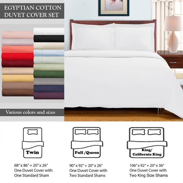 Superior 300 Thread Count Solid Egyptian Cotton Duvet Cover Set