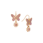 1928 Jewelry Pink Butterfly Round Faux Pearl Earrings - image 1