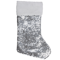 Northlight White & Silver Sequin Christmas Stocking With Cuff