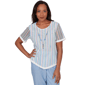 Womens Alfred Dunner Caribbean Blues Textured Stripe Blouse - image 1