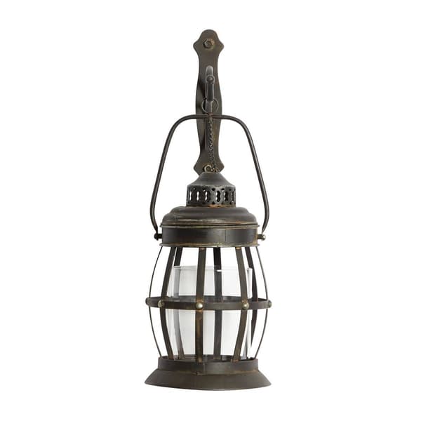 9th &amp; Pike® Brown Iron Rustic Candle Wall Sconce - 19x7