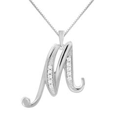 Marsala Silver-Tone 1/10ctw. Diamond Initial M Pendant
