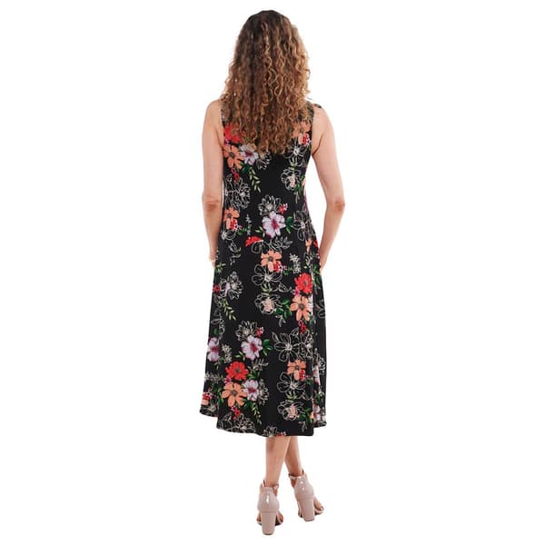 Plus Size Robbie Bee Sleeveless Floral Drape Neck Midi Dress