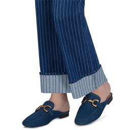 Petite Ruby Rd. Game of Luxe Pinstripe Wide Cuff Jeans