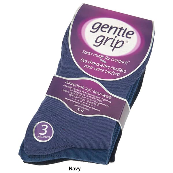 Womens Gentle Grip 3pk. Solid Crew Socks