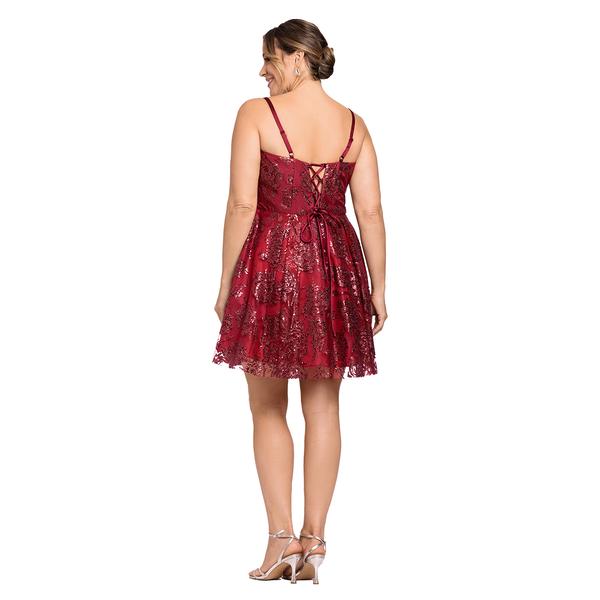 Juniors Plus Blondie Nites Glitter Corset V-Neck Party Dress