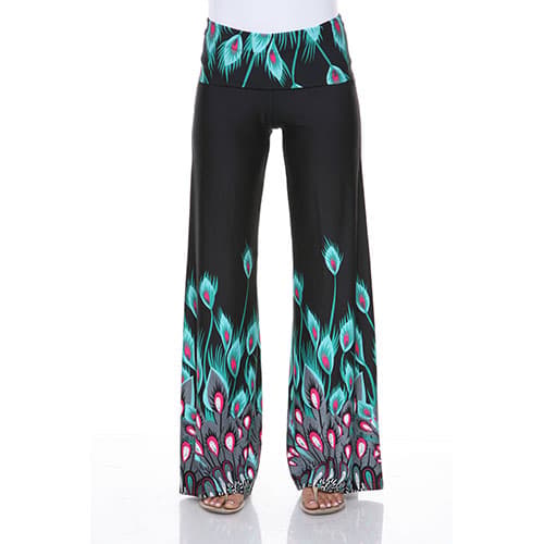 Womens White Mark Peacock Print Palazzo Pants - Turquoise/Aqua - image 