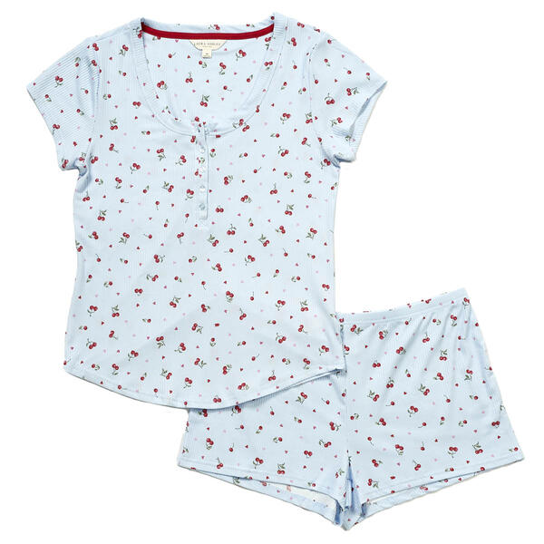 Womens Laura Ashley&#40;R&#41; Short Sleeve Cherries & Hearts Pajama Set - image 