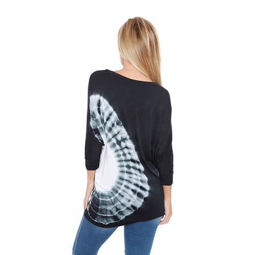 Womens White Mark Banded Dolman Side Tie Dye Top