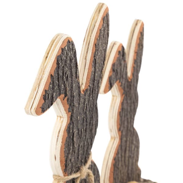 Northlight Seasonal Rabbit Trio Wooden Tree Bark Easter Décor