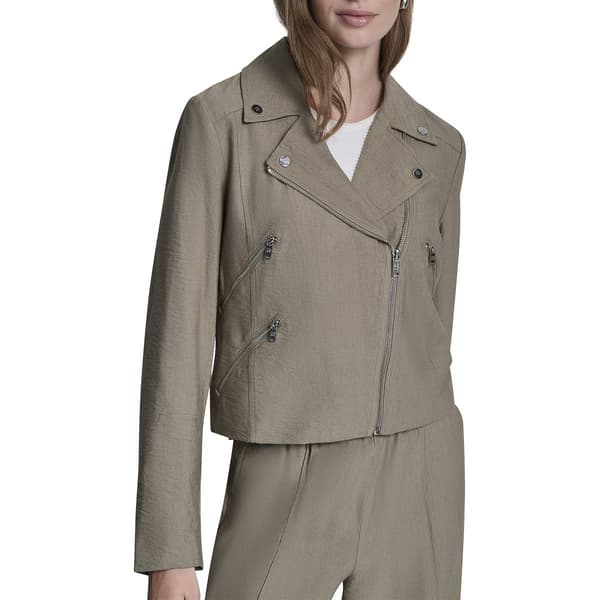 Womens DKNY Sport Long Sleeve Zip Front Crinkle Moto Jacket - image 