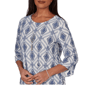 Womens Alfred Dunner Indigo Girls 3/4 Sleeve Diamond Blouse - image 5