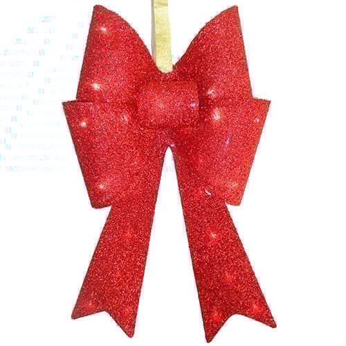 National Tree 20in. Pre-Lit Battery Operated Red Fabric Bow