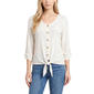 Womens NY Collection 3/4 Sleeve Knit Button Down Tie Front Blouse - image 1