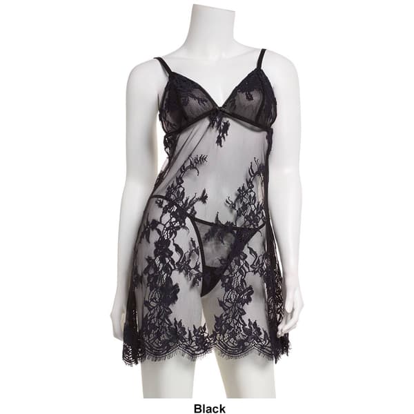 Womens Rachel Roy 2pc. Embroidery Lace Chemise w/Matching Thong