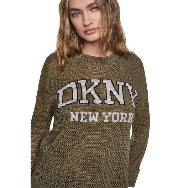 Womens DKNY Jeans Long Sleeve Open Stitch Varsity Logo Sweater