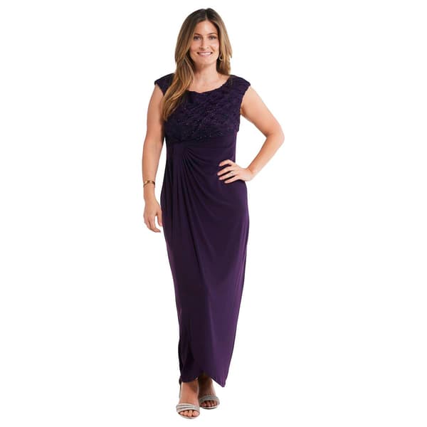 Petite Connected Apparel Sleeveless Eyelash Top Maxi Dress