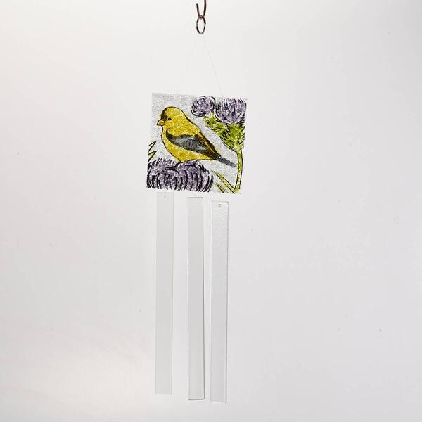 Goldfinch Fused Glass Wind Chime - image 