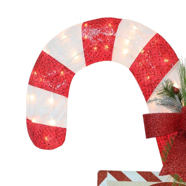 Puleo International 52in. Lighted Outdoor Fabric Mesh Candy Cane