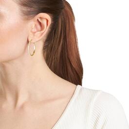 Athra 32mm Gold Over Silver Crystal Click-Top Hoop Earrings