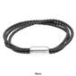 Mens Lynx Stainless Steel Leather Magnetic Clasp Bracelet - image 2
