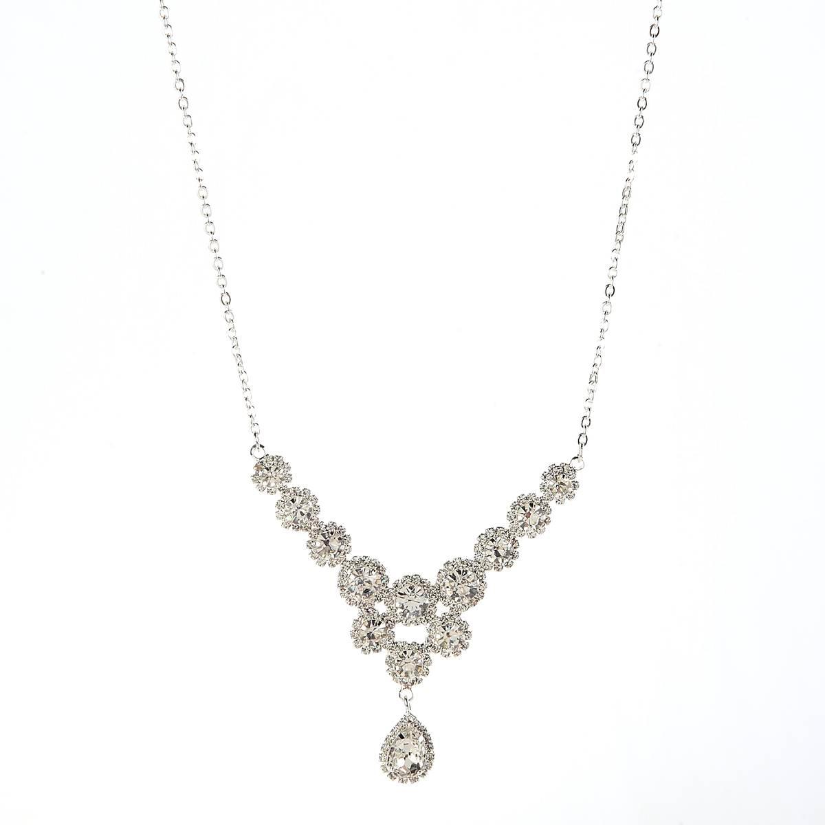 Rosa Rhinestones Silver-Tone Rhinestone Daisies Necklace