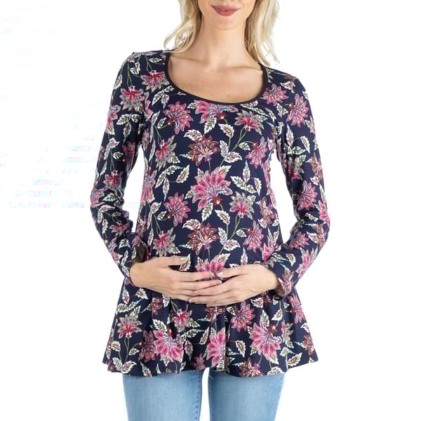 Plus Size 24/7 Comfort Apparel Floral Maternity Tunic Top - image 