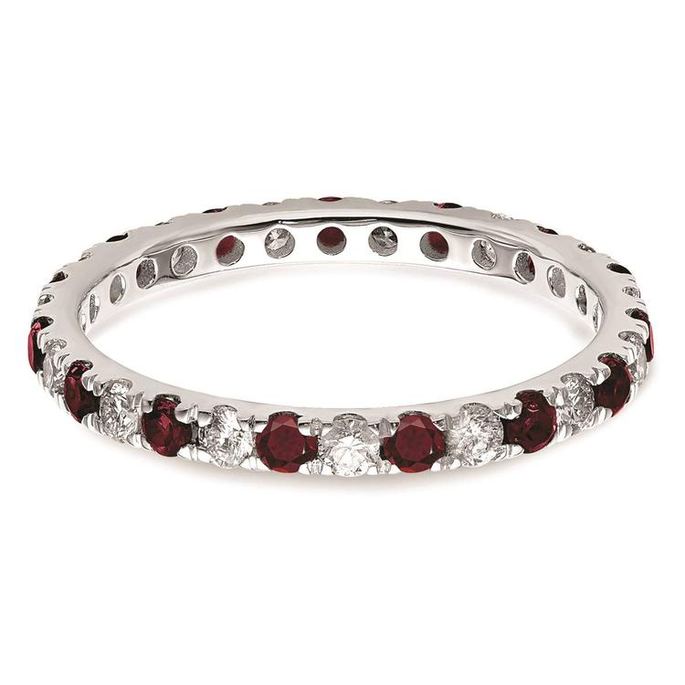 Pure Fire 14kt. White Gold Lab Created Ruby Eternity Band