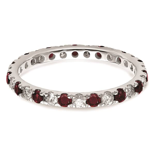 Pure Fire 14kt. White Gold Lab Created Ruby Eternity Band