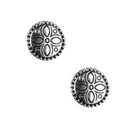 Napier Antique Silver Tone Round Button Earrings