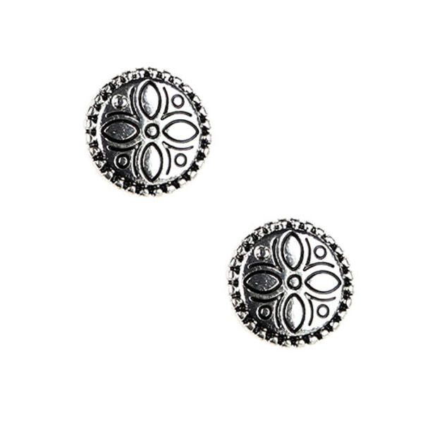 Napier Antique Silver Tone Round Button Earrings - image 