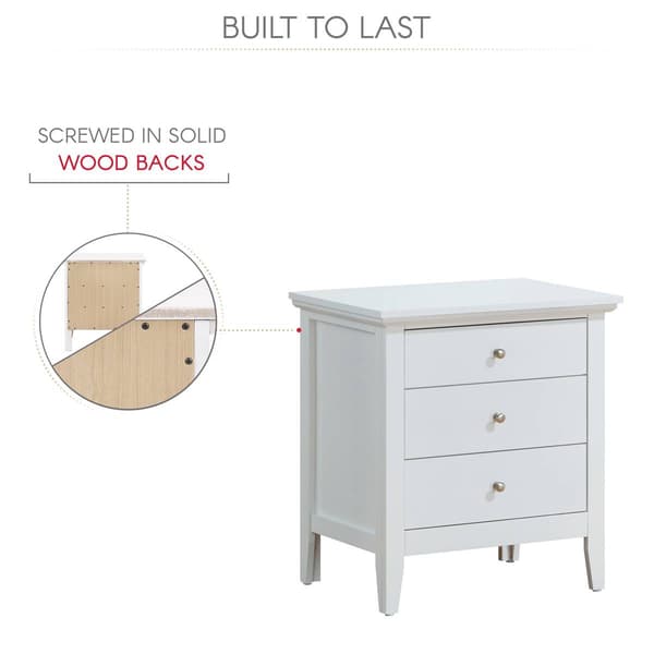 Passion Furniture Hammond 3-Drawer Nightstand