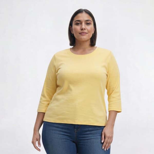 Plus Size Hasting & Smith 3/4 Sleeve Solid Round Neck Tee