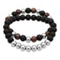 Mens Steeltime 2pc. Tiger Eye & Steel Beaded Bracelet - image 1