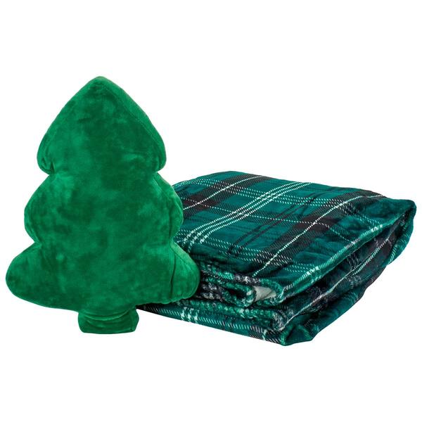 Holiday Home Plaid Tree Throw with Pillow Combo