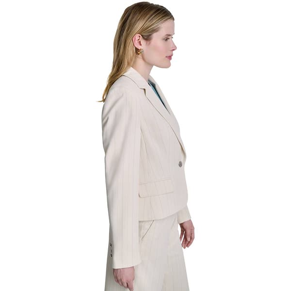 Womens DKNY Long Sleeve One Button Pinstripe Blazer