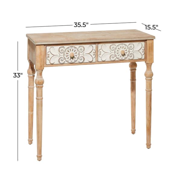 9th & Pike® Brown Farmhouse Wood Console Table