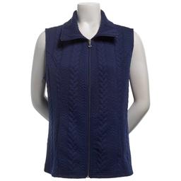 Petite Emily Daniels Solid Cable Knit Zip Front Vest