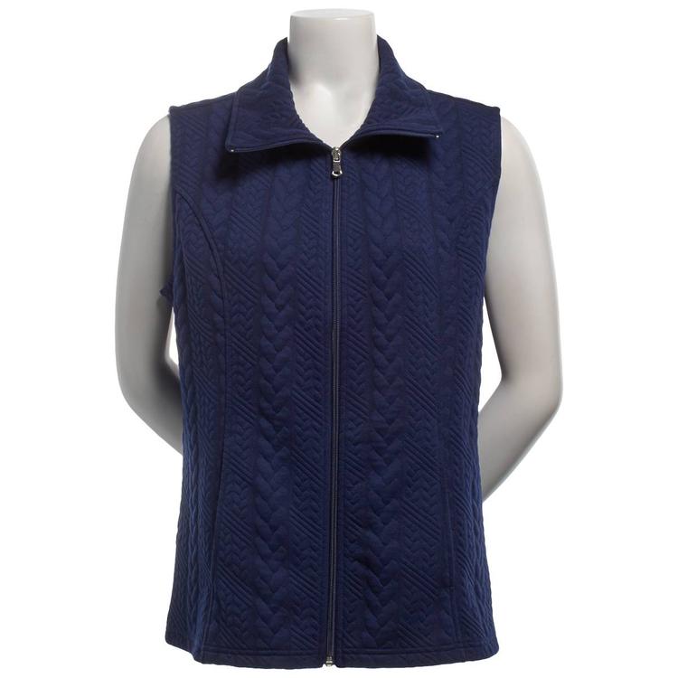 Petite Emily Daniels Solid Cable Knit Zip Front Vest