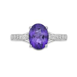 Sterling Silver Ring w/ Amethyst & White Topaz Gemstones