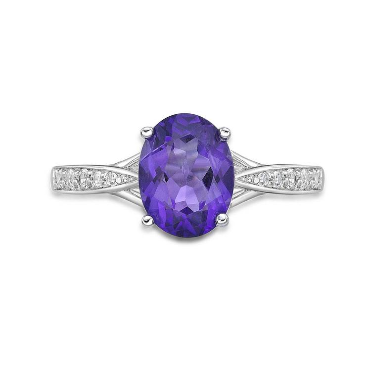 Sterling Silver Ring w/ Amethyst & White Topaz Gemstones