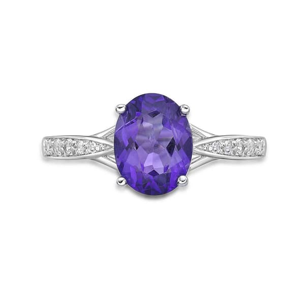 Sterling Silver Ring w/ Amethyst & White Topaz Gemstones